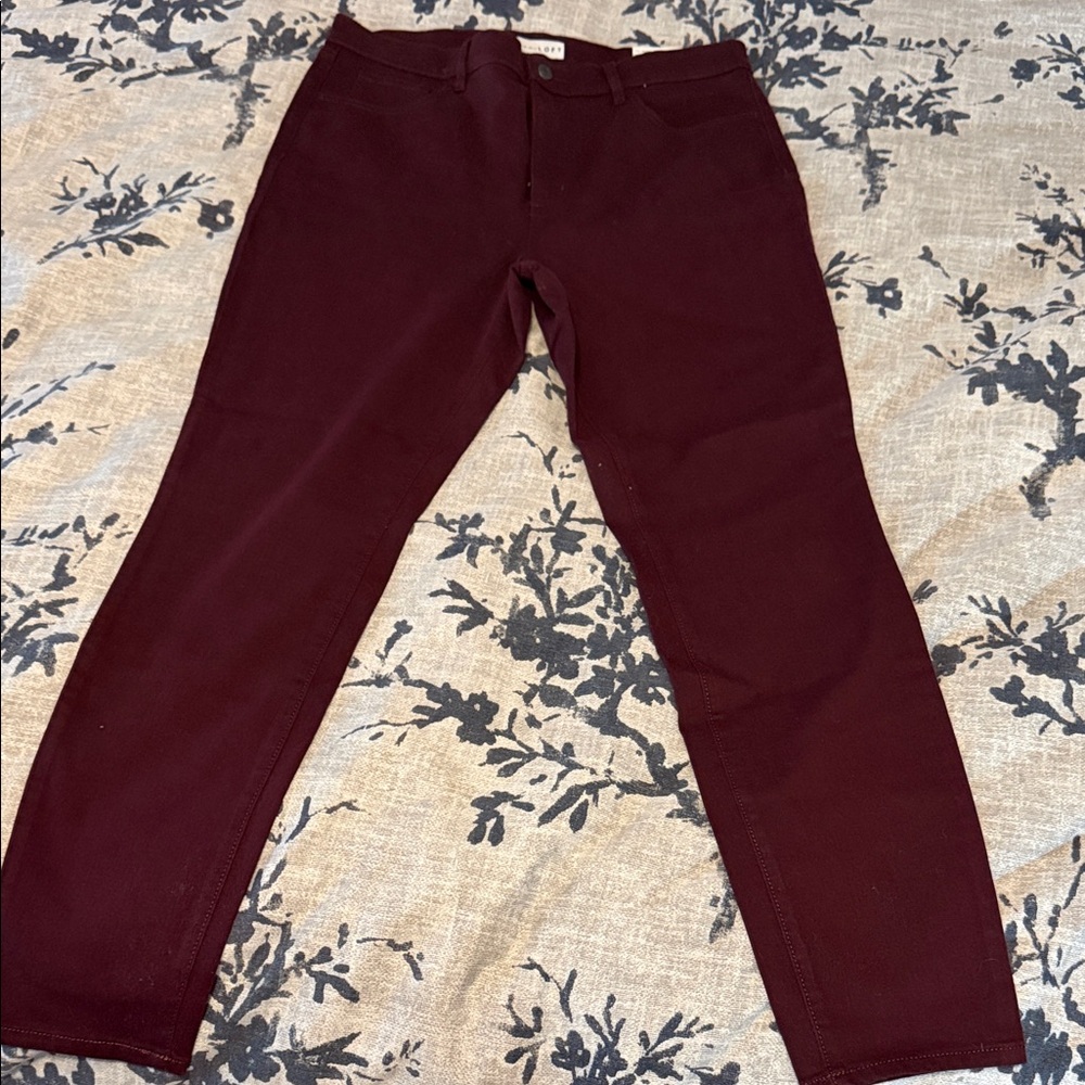 LOFT Burgundy High-Rise Skinny Pants
